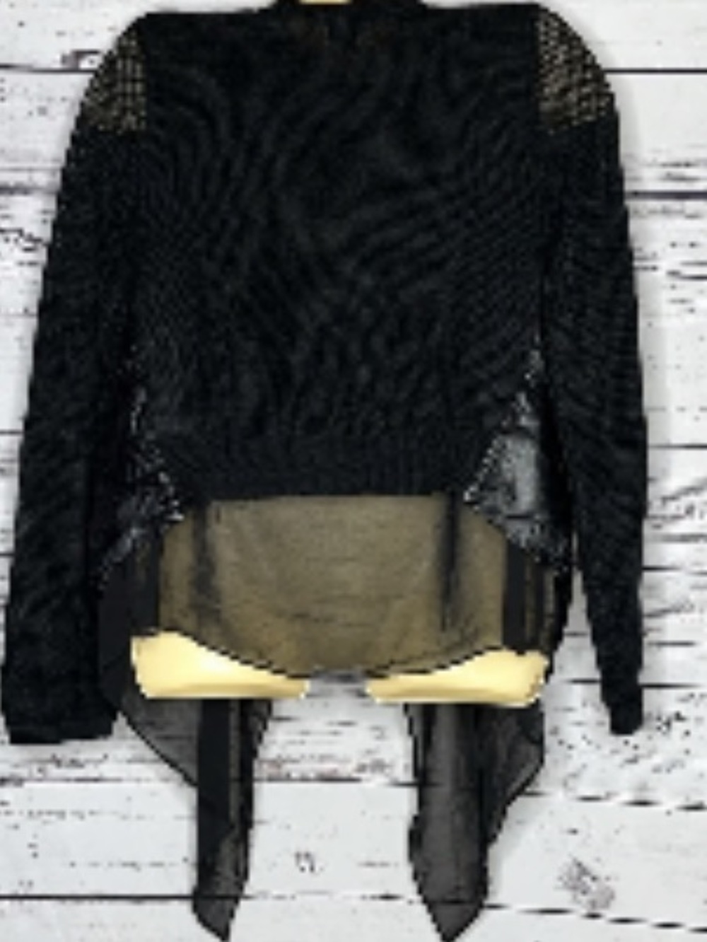 Gracia Black Sheer-Layer Knit Sweater